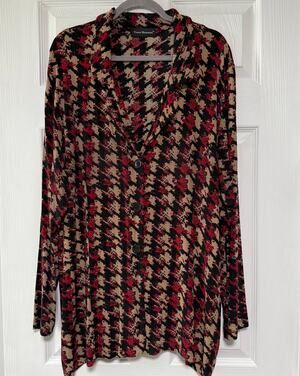 Travel Elements Women's Slinky Button Front Long Sleeve Top Size 2X